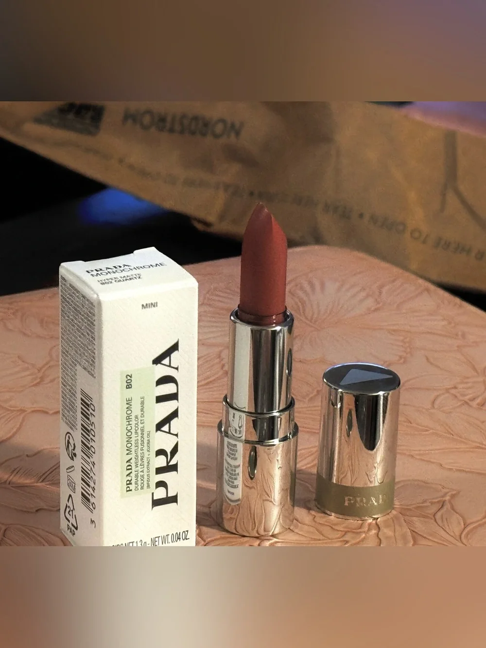 Prada Monochrome Hyper Matte lipstick 1.3gms in Beautiful B02 QUARTZ